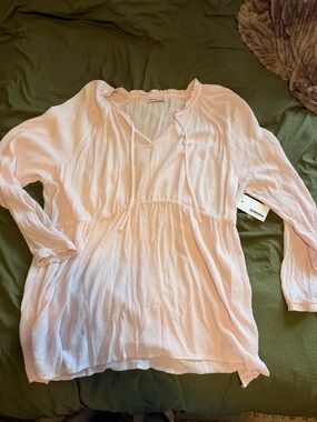 Sonoma Pale Purple Crinkle Tunic Blouse with Tie Neck-Maternity